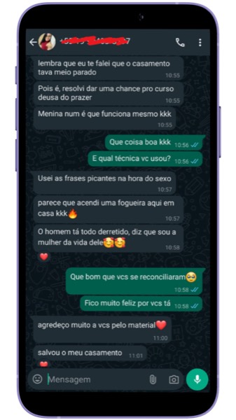 Depoimento de aluna no WhatsApp